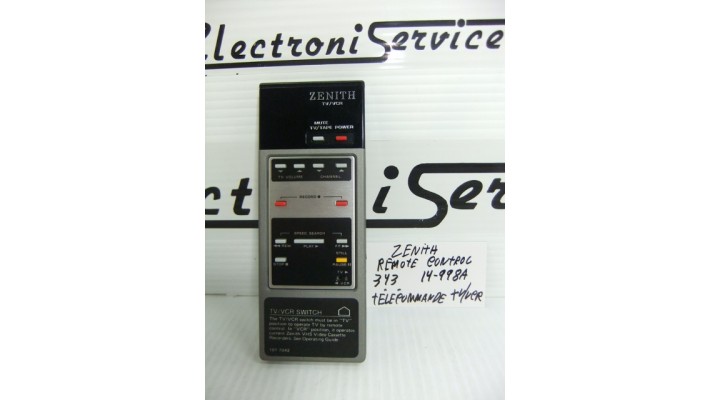 Zenith 343 14-998A  télécommande  .